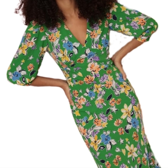 NEW Donna Morgan green floral textured dress with 1/2 sleeves - Picture 7 of 15